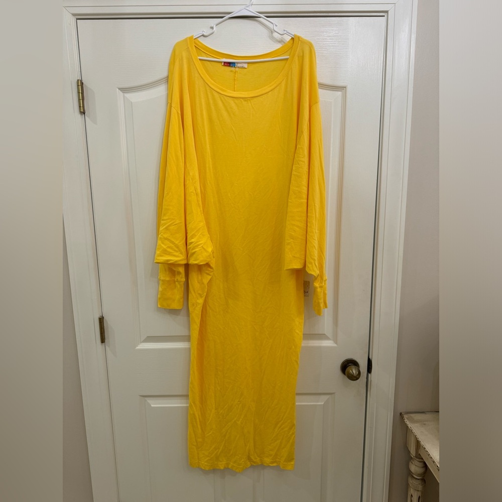 Free People Bright Yellow Long Sleeve Maxi Dress